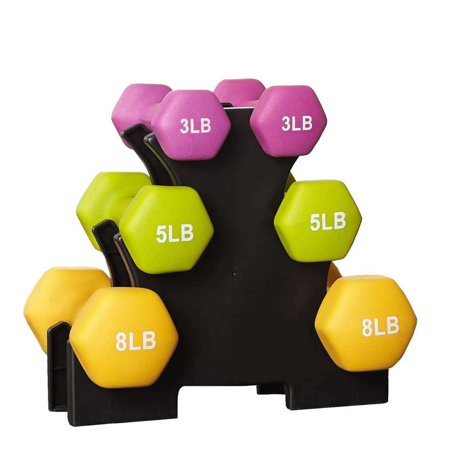 CHINA Cheap Custom GYM Equipment Neoprene Rubber Coated Hex Dumbbell Set Lbs Pink